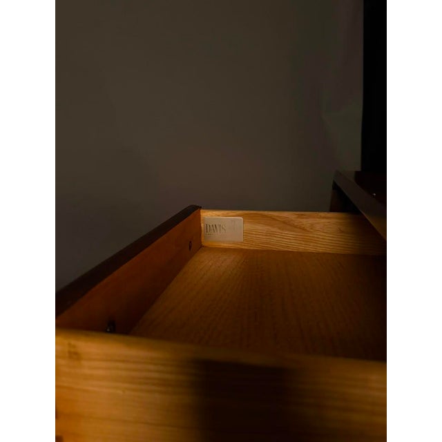 Mid 20th Century American Solid Birch Drop Leaf Side Table by Davis Cabinet Co., Two Drawer Nightstand For Sale - Image 4 of 18