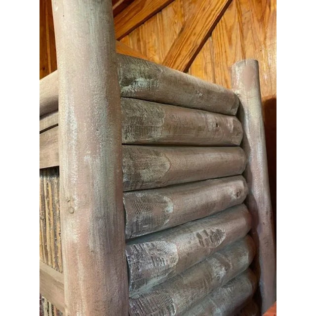 1990s 1970s Hand Crafted/Painted Log Wood Cabinet With Twig Doors & 3 Drawers For Sale - Image 5 of 12