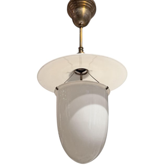 Early 20th Century American Milk Glass Pendant Light Fixture For Sale In Chicago - Image 6 of 12