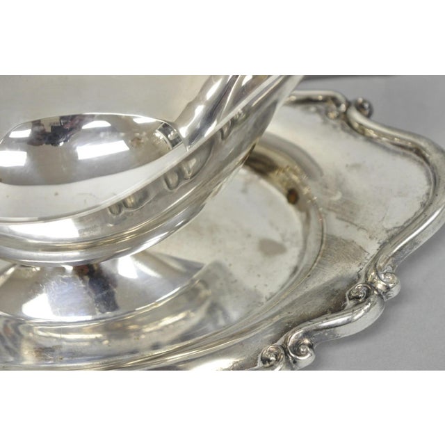 Silver Vintage Fb Rogers Silver Plated Victorian Gravy Sauce Boat W/ Attached Dish For Sale - Image 8 of 15