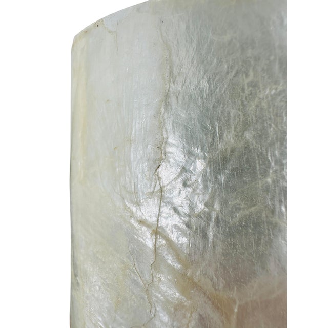 Rare 1990s Murval Paris Capiz Shell Vase - 17.75" Tall French Designer Floor Vase - Iridescent Natural Shell Inlay - Mid Century Modern Paris Decor For Sale - Image 10 of 13