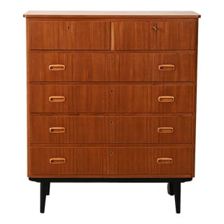 Vintage Scandinavian Chest of Drawers with Double Upper Drawer, 1960s For Sale
