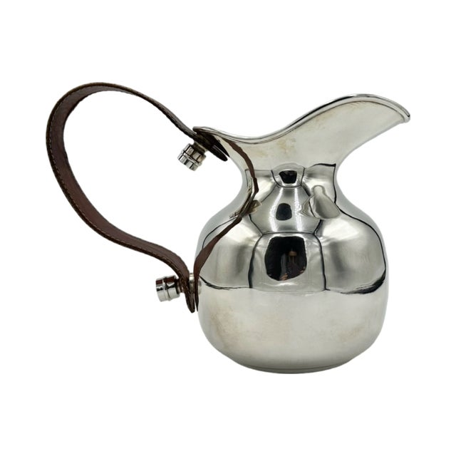 Vintage Hermès Paris Silverplate Pitcher Jug with Brown Leather Handle For Sale - Image 12 of 12