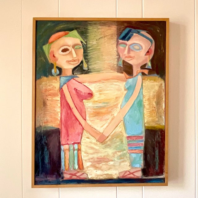 Early 21st Century Vintage French Contemporary Modernist Figural on Canvas For Sale - Image 5 of 12