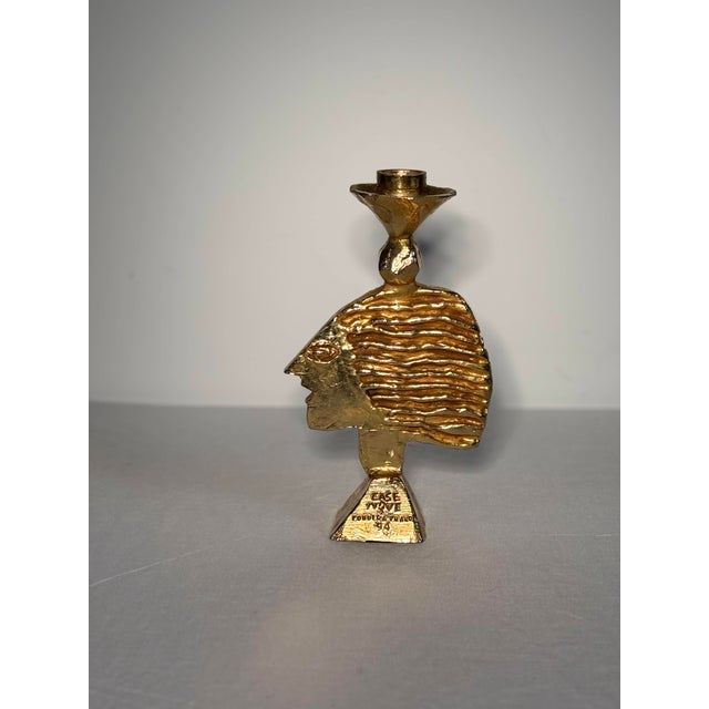 Casenove Pierre, Pierre Casenove (1943) for Fondica, Candlestick Sculpture with Stylized Face, France 1994, 1994, Bronze For Sale - Image 9 of 9