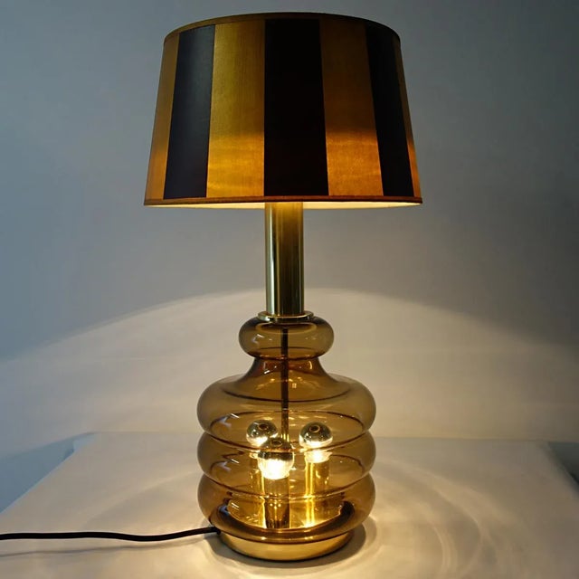 1950s Mid-Century German Smoked Glass Table Lamp from Doria Leuchten For Sale - Image 5 of 11