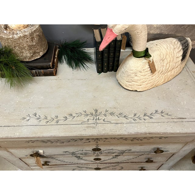 Wood Early 20th Century Antique Hand Painted French Chest of Drawers For Sale - Image 7 of 13