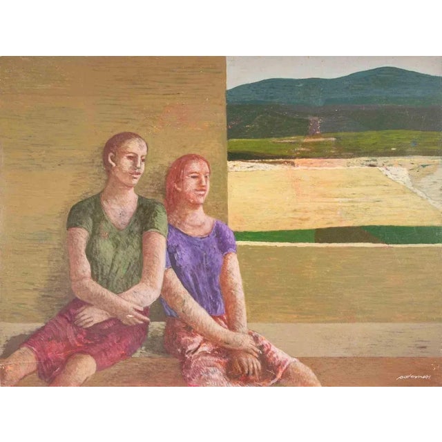 1980s Alessio Paternesi, At the Back of the Stage, Oil on Panel, 1980s For Sale - Image 5 of 5