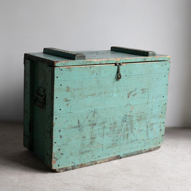 Teal Vintage Cambridge University Rowing Team Ice Box Drinks Cooler Crate, Early 20th Century For Sale - Image 8 of 15