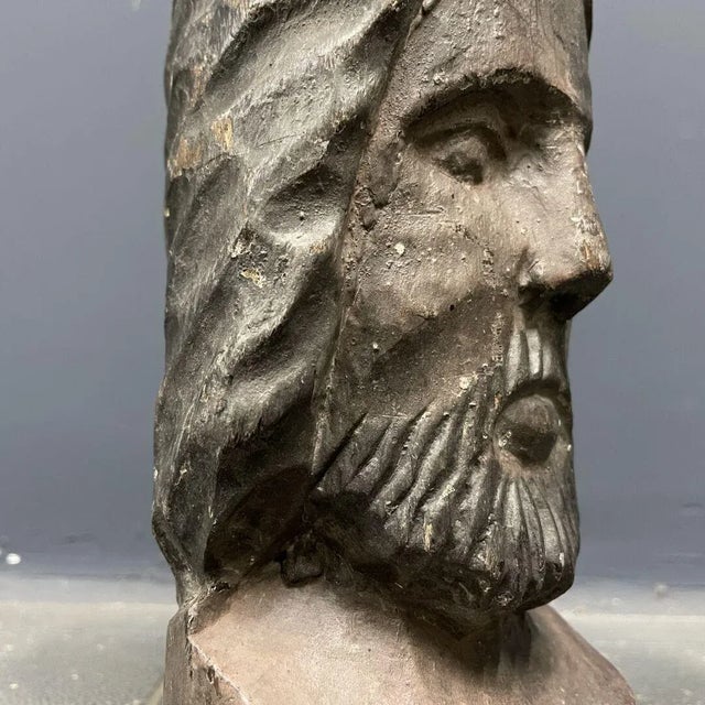 Painted Carved Wooden Head For Sale - Image 18 of 18