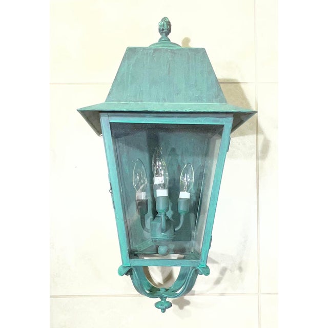 Vintage French Quarter Style Solid Brass Wall Lantern – Oversized For Sale - Image 10 of 17