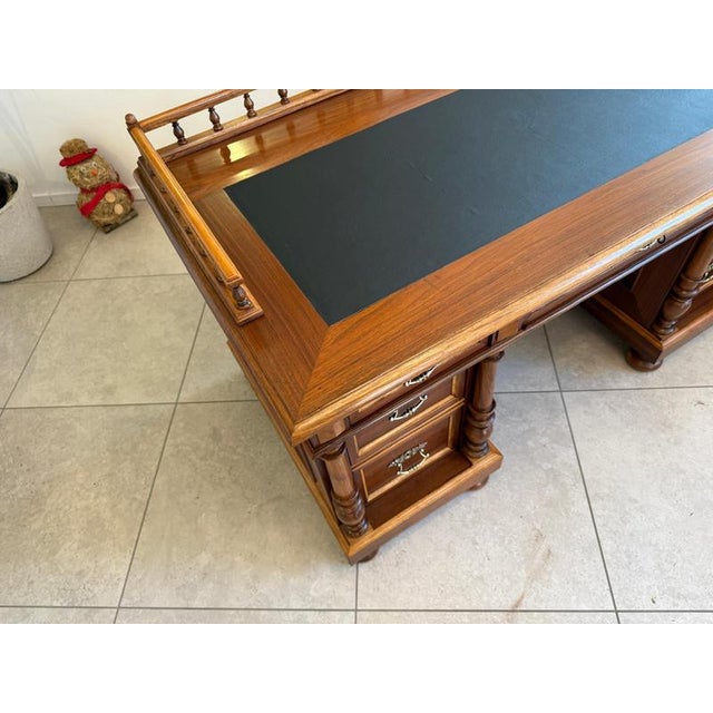 Brown Gründerzeit Column Desk in Oak and Walnut For Sale - Image 8 of 14