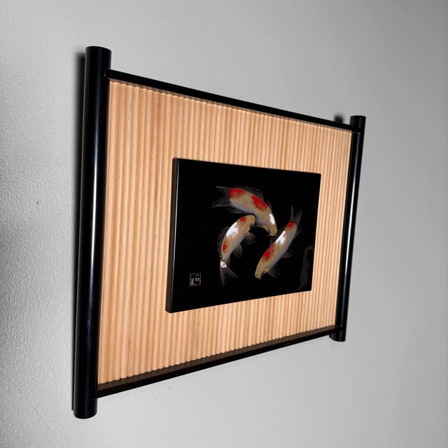Wajima Lacquer Panel with Koi, 1970s For Sale - Image 6 of 18