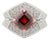 Vintage Art Deco Square Garnet & Cz Unisex Ring in Silver Size 8 For Sale