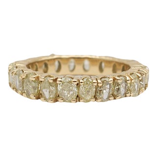 Ladies 18K Yellow Gold Oval Yellow 2.33ct Diamond Full Eternity Wedding Band Size 6 For Sale