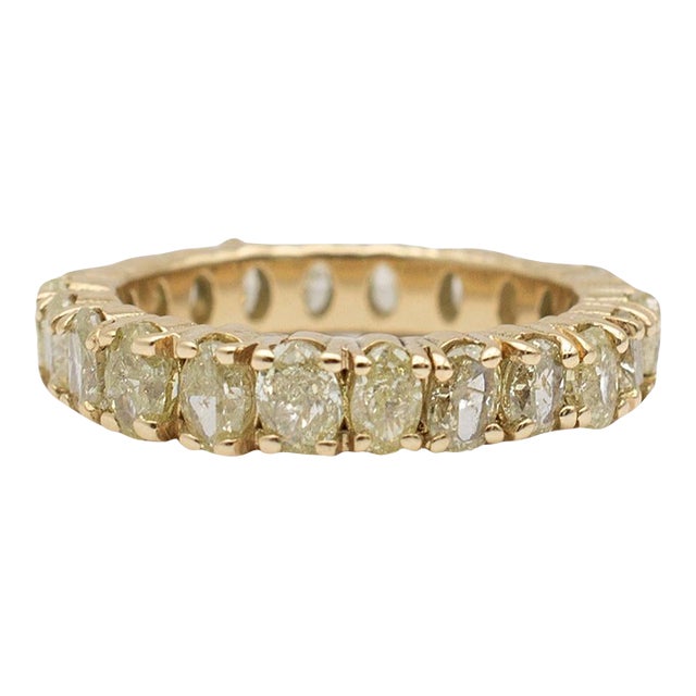 Ladies 18K Yellow Gold Oval Yellow 2.33ct Diamond Full Eternity Wedding Band Size 6 For Sale