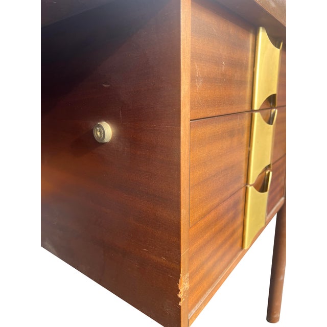 Vintage Modern Italian Designer Desk With Brass Pulls in Herman Miller Style For Sale In New York - Image 6 of 16