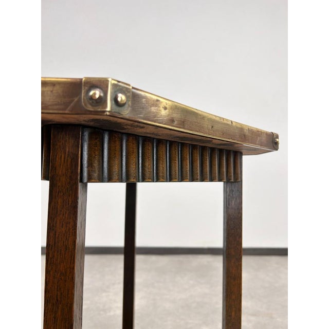 Jugendstil Side Table with Hammered Brass Top, 1920s For Sale - Image 9 of 11