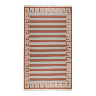 Part & Parcel Goods Wool Stripe Rug, 8' x 10', Sky Blue, Topaz and Eggshell For Sale