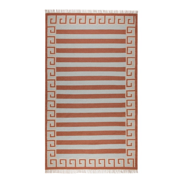 Part & Parcel Goods Wool Stripe Rug, 8' x 10', Sky Blue, Topaz and Eggshell For Sale