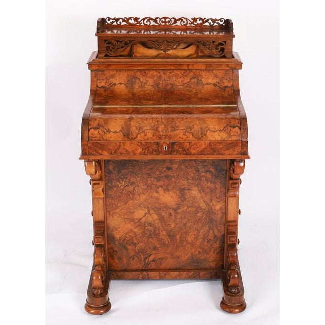 Gold Antique 19th Century Victorian Burr Walnut Pop Up Davenport Desk, 1860s For Sale - Image 8 of 18