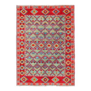 Mid 20th Century Unique and Vibrant Turkish Oushak Rug With Colorful and Bright Diamond Design