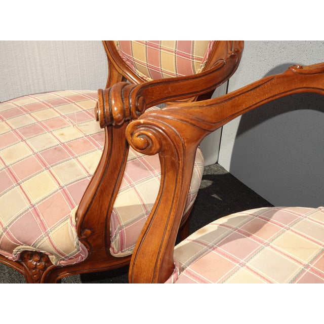 Brown Pair of Vintage Karges French Style Plaid Side Chairs 2of2 For Sale - Image 8 of 12