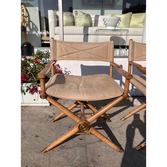 Jansen Director Chairs With Tan Leather and Bronze Details For Sale - Image 9 of 11