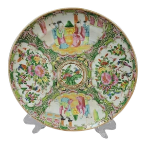 19th C Antique Chinese Rose Medallion Porcelain Plate