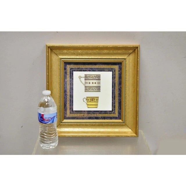 Vintage Artistic Innovations Gold Framed Wall Art Print Plate and Cups, 3 Pc Set For Sale - Image 10 of 11