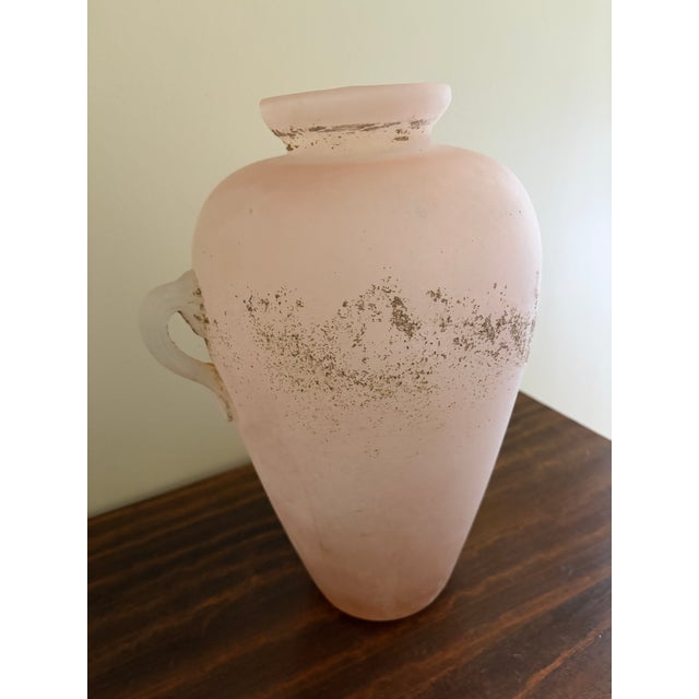 Italian Pink Scavo Glass Amphora Vase in the Roman Style For Sale - Image 4 of 17
