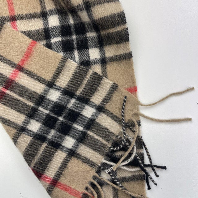 Textile Burberry Light Brown Plaid 100% Wool Scarf For Sale - Image 7 of 10