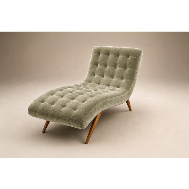 Mid-Century Modern Brazilian Modern Chaise Lounge in Caviúna and Light Aloe Sage Mohair, 1950s For Sale - Image 3 of 18