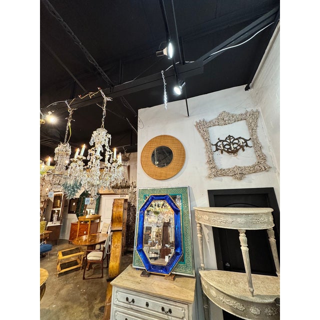 Wood Vintage Italian Rattan Mirror For Sale - Image 7 of 7