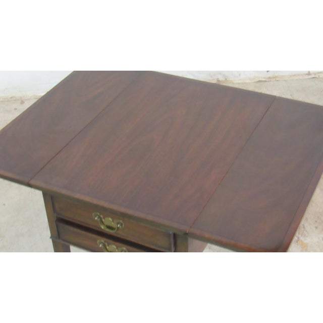 1980s Henkel Harris Black Cherry Drop-Leaf Side Table For Sale - Image 9 of 9