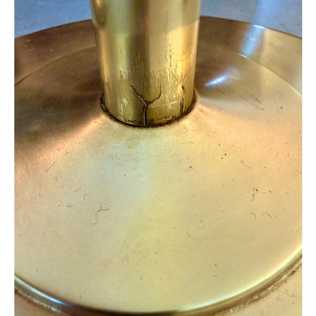 Pair of Art Deco Style Brass Torchiere Floor Lamps From 70's For Sale In Miami - Image 6 of 7