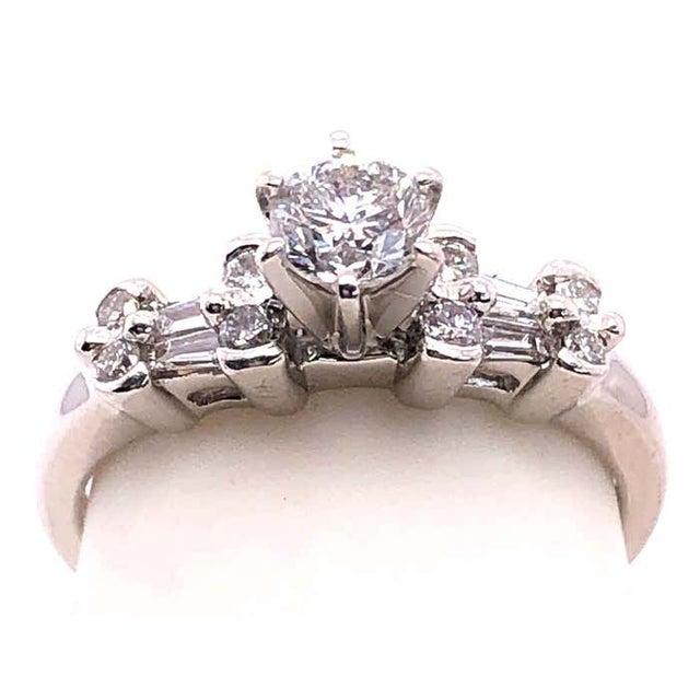 Antique White 14 Karat White Gold Diamond Engagement Ring 1.30 Total Diamond Weight, Size 7.25 For Sale - Image 8 of 12