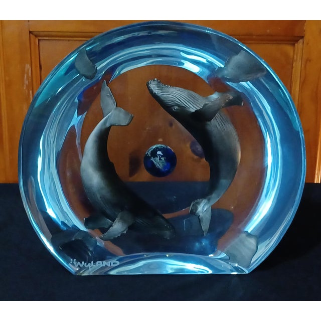 Gray Robert Wyland "Humpback Whale Planet" Lucite Sculpture - Limited Edition For Sale - Image 8 of 12