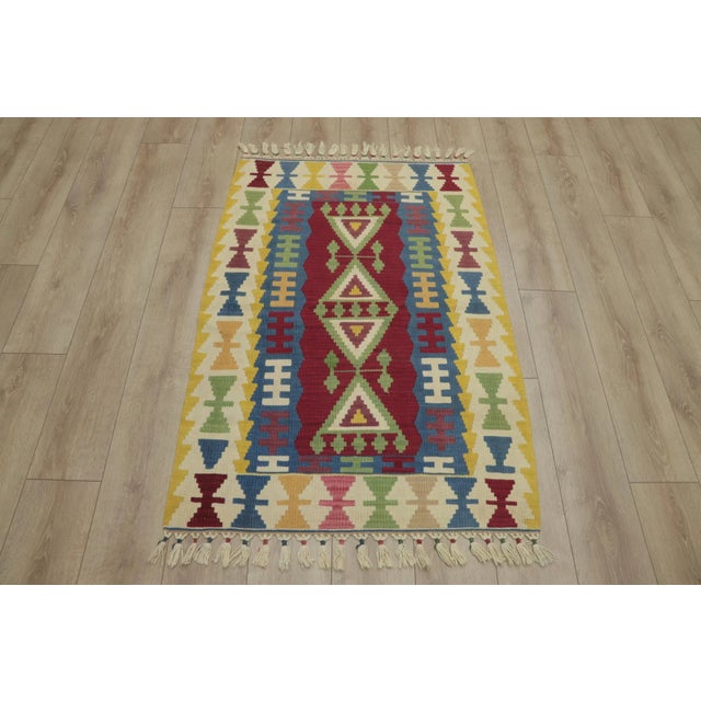 1970s Scandinavian Geometric Yellow Cappadocia Kilim Rug For Sale - Image 13 of 13