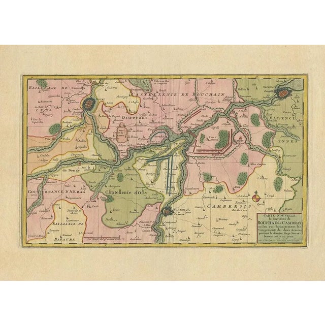 Antique map titled 'Carte Nouvelle des Environs de Bouchain & Cambray'. Uncommon map of the region of Bouchain and Cambrai...