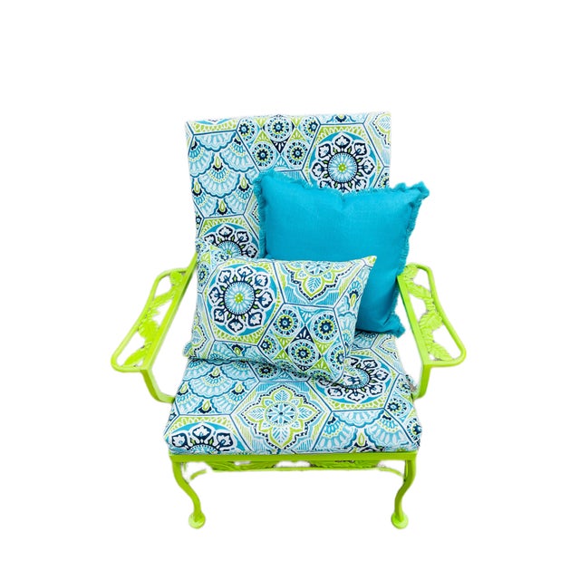 Vintage Wrought Iron Patio Restored Arm Chairs - Set of 2 For Sale - Image 9 of 12