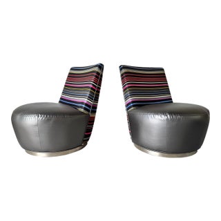 Pair of Postmodern - Style "Jo" Swivel Lounge Chairs by Thayer Coggin For Sale