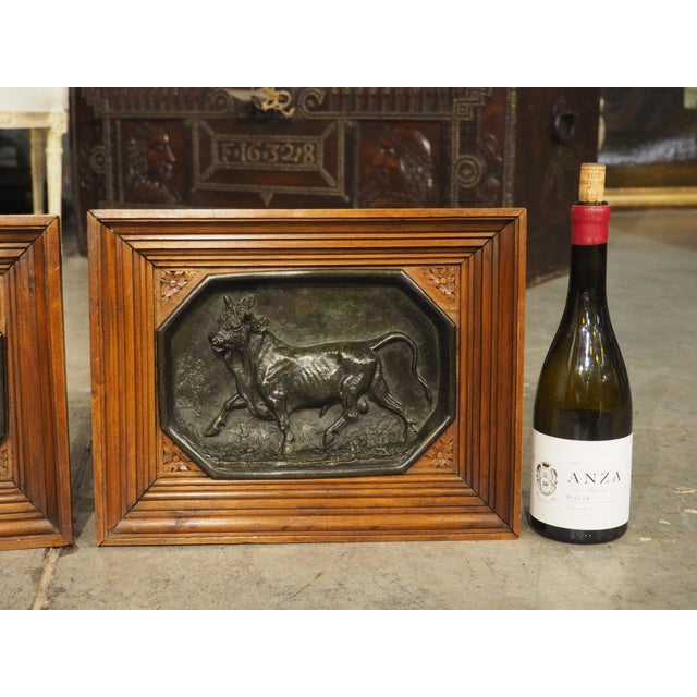 Circa 1860 French Walnut and Bronze Bull Plaques, by Christopher Fratin For Sale - Image 18 of 18
