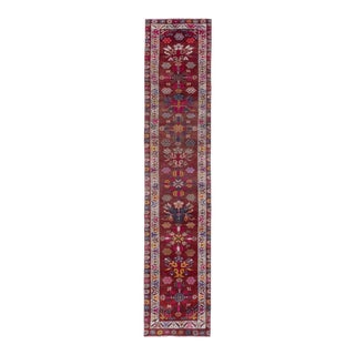 1960s Vintage Turkish Hand-Knotted Herki Runner 2'6'' X 11'11'' For Sale