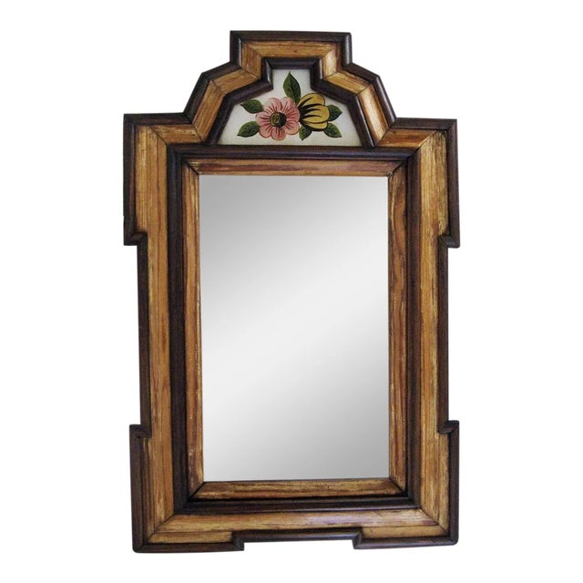 Petit Courting Mirror with Reverse Painted Panel c1800 For Sale