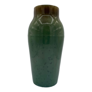 Antique Early Fulper Arts & Crafts Moss Green Drip Glaze Vase, Signed Oval Mark, c.1915