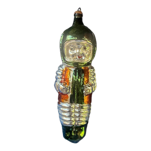 Mid 20th Century Signed East German Rare Hand Blown & Painted Space Man Christmas Ornament
