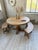 Wood Vintage Round Oak Table and Benches, 1950s, Set of 3 For Sale - Image 7 of 18