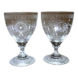 1990s Yeoward William "Crystal Collection" Pair of English Crystal Goblets