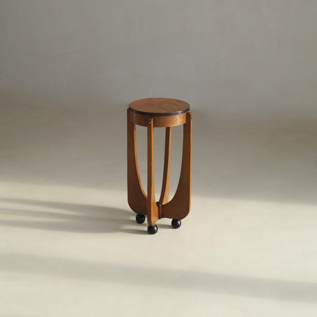 Black Dutch Amsterdam School Art Deco Sculptural Table on Ball Feet, 1920s For Sale - Image 8 of 18